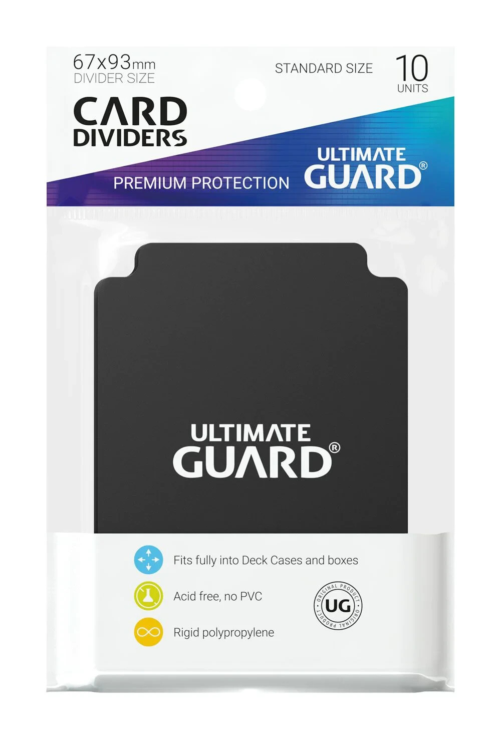 (10-Pack) Ultimate Guard BLACK Standard Gaming Card Dividers w/ Write On Tab