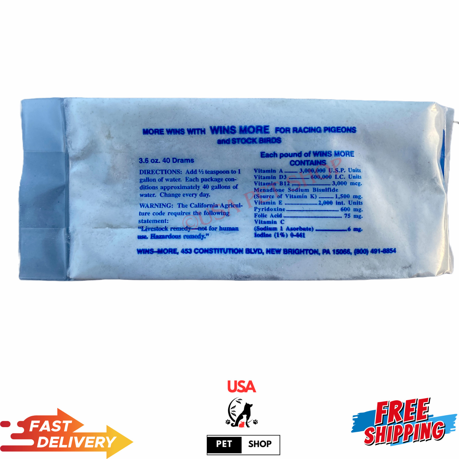 Winsmore Multivitamins Powder for Pigeons, Canary, Finches, Parakeet, cockatiel
