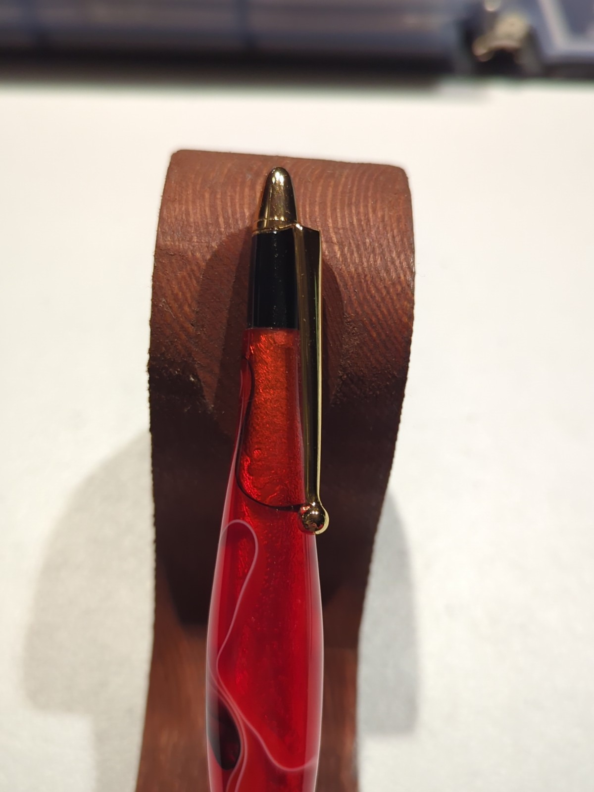 Handmade Acrylic Stylus Red With Gold Trim