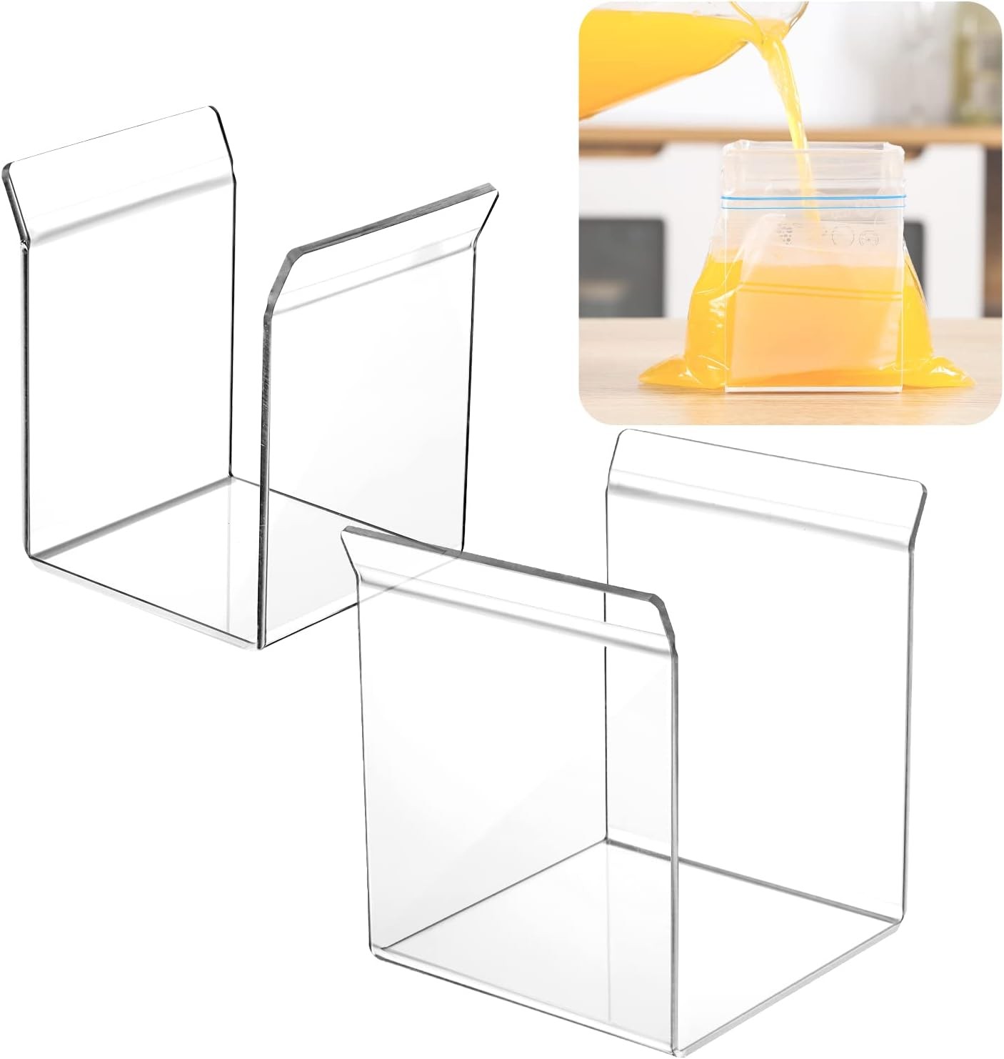 Filling Zip Lock Freezer Bag Stand,Comes with both Quart & Gallon Sizes (2 Pack)