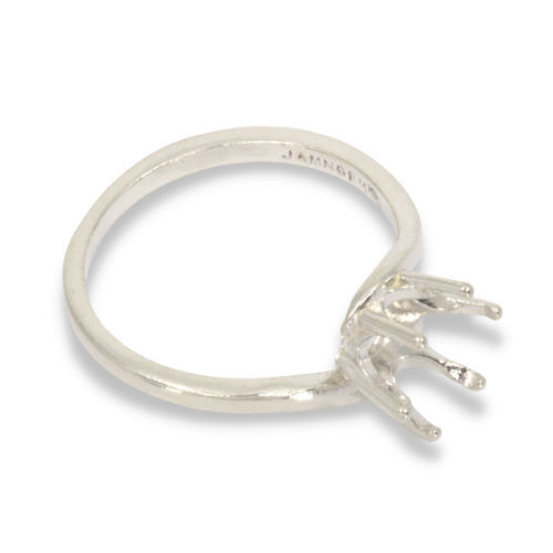 (4mm - 11mm) Round Crescent Solitaire Pre-notched Ring Setting(Ring Sizes 4-11 )