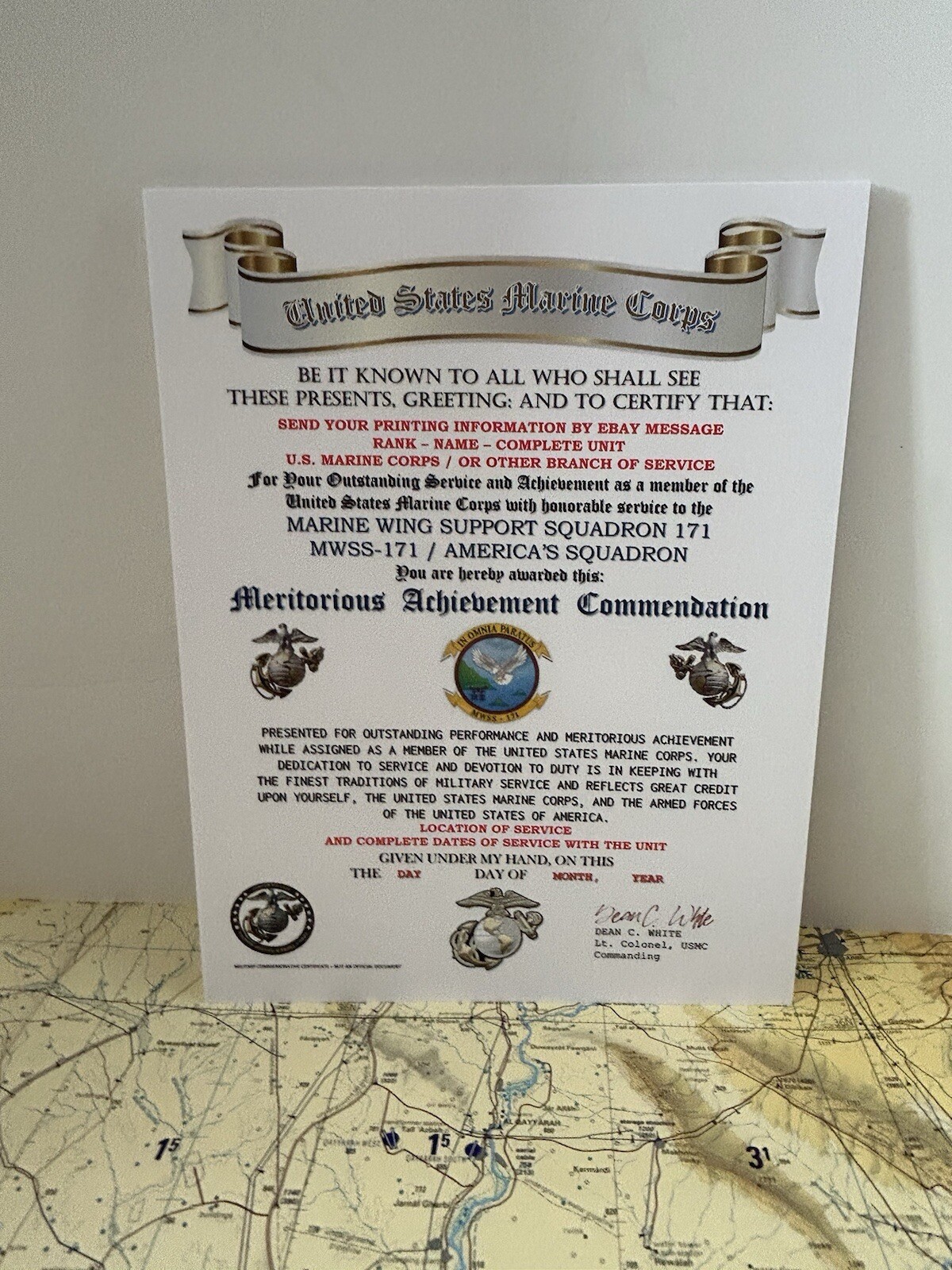 U.S.M.C. / 171ST WING SUPPORT SQUADRON / MERITORIOUS ACHIEVEMENT COMMENDATION
