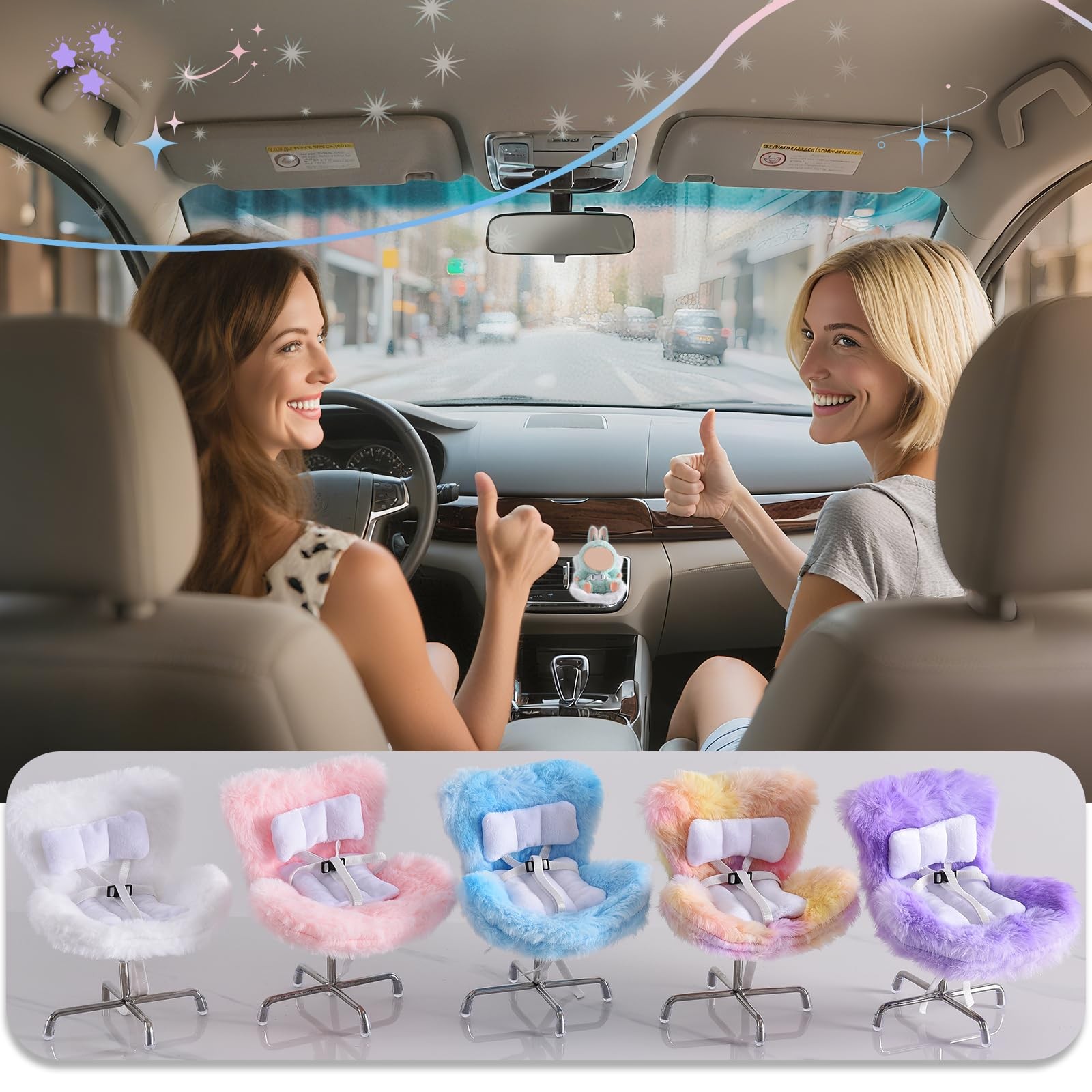 Doll Car Seat Compatible with Bubudoll, Small for 6 inches, White
