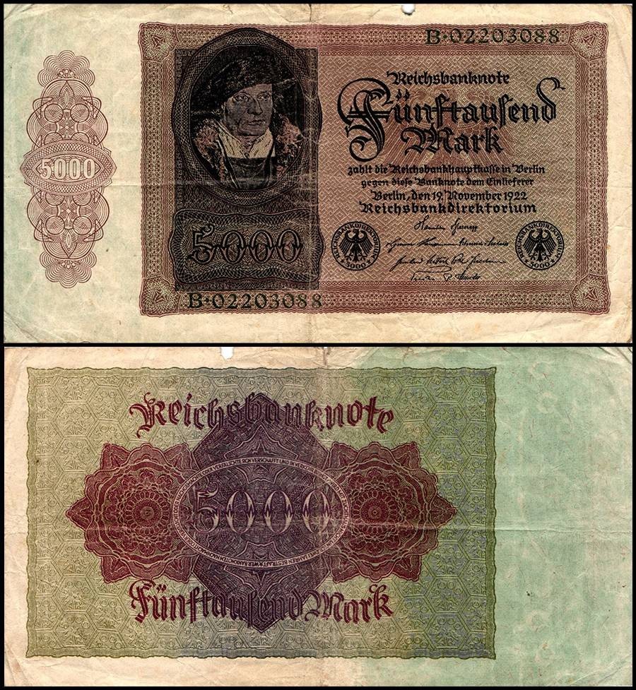 Germany 5000 Mark, 1922, P-78, Used