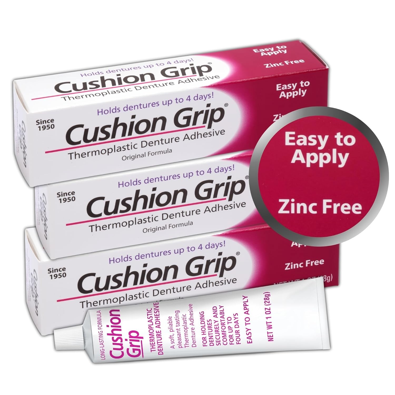 New Cushion Grip Thermoplastic Denture Adhesive, 1oz (Pack of 3) free Shipping .