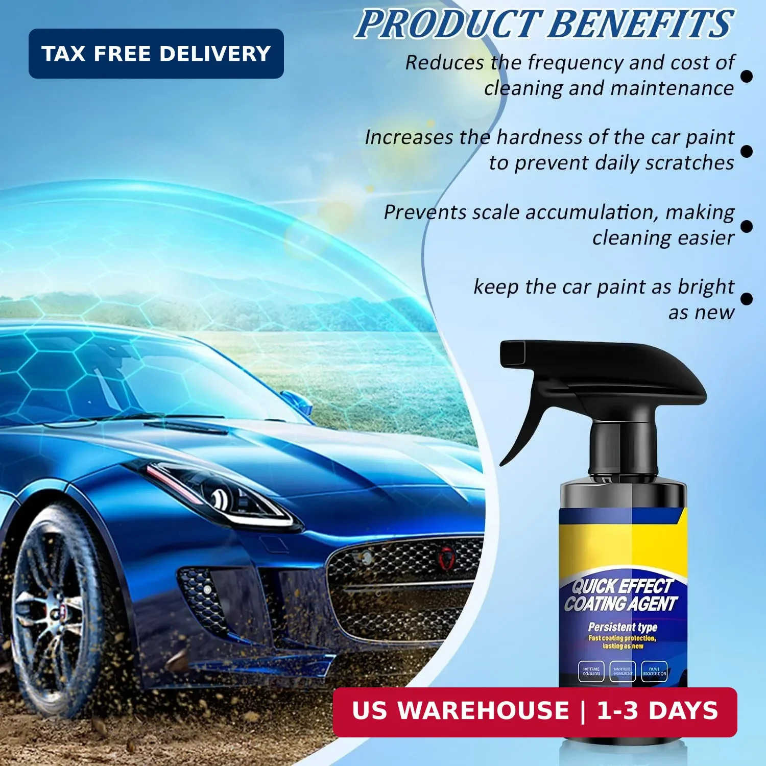 2Pcs Car Nano Coating Spray,Quick Effect Coating Agent for Car, Upgrade Advan...