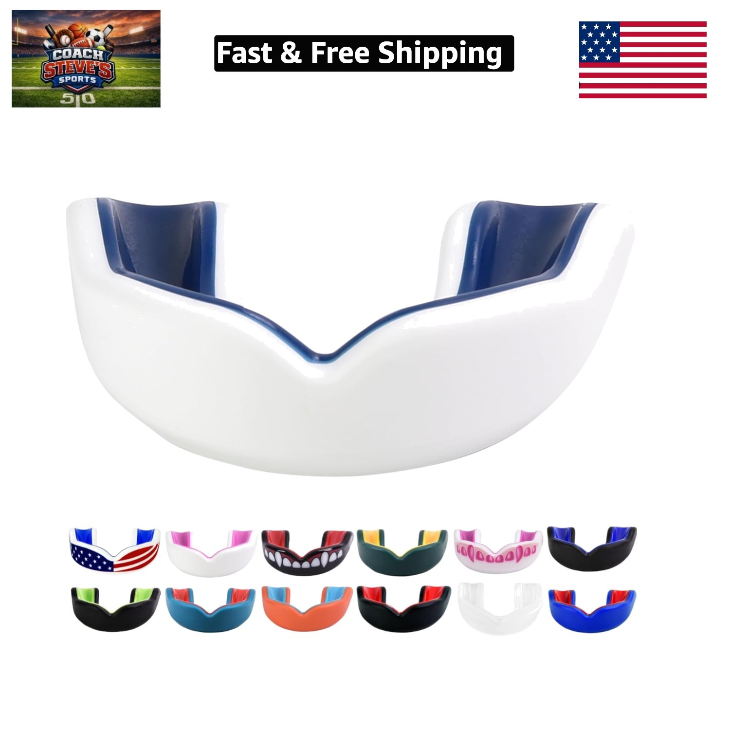 Youth Sports Mouth Guard for Kids  Flag, Fangs, 20+ Colors to Choose from Mou...