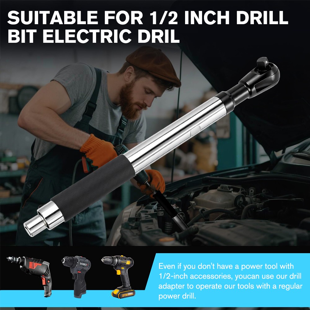 1/2" Offset Extension Wrench, Impact Ratchet Extender for Electric Drill Tools