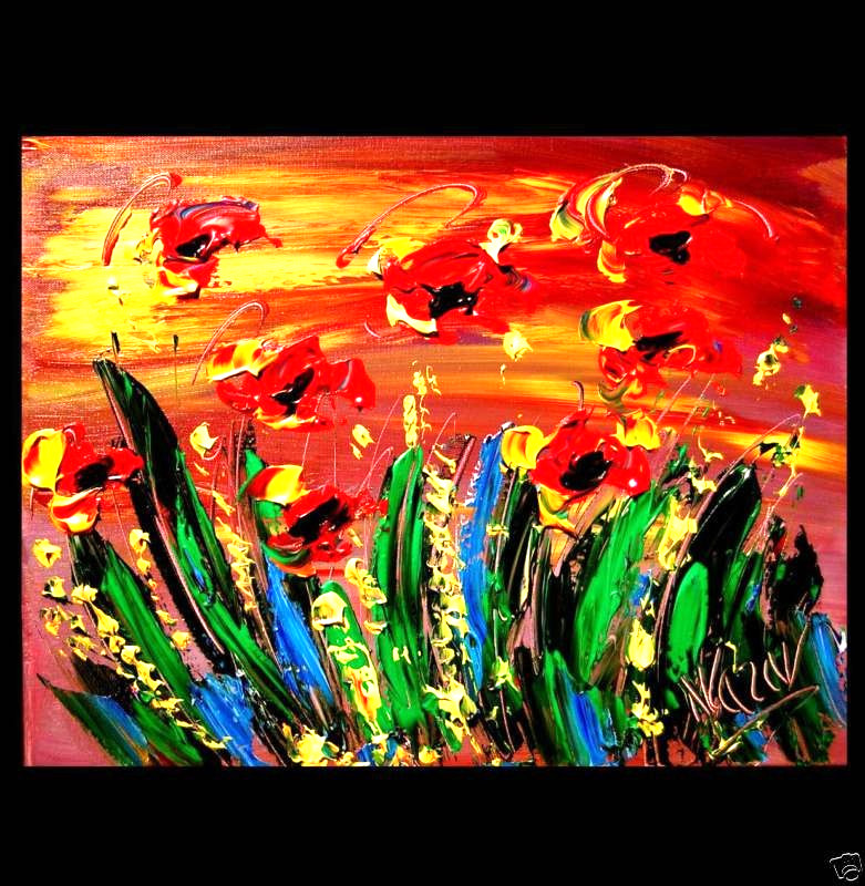 Flowers Original Oil Painting Canvas Wall Art Stretched