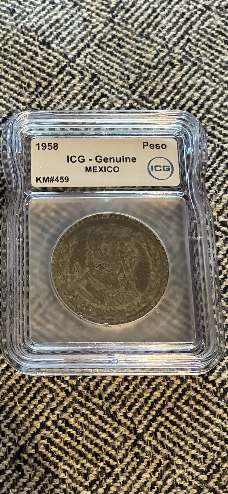 1958 Mexican Peso Icg Certified Genuine