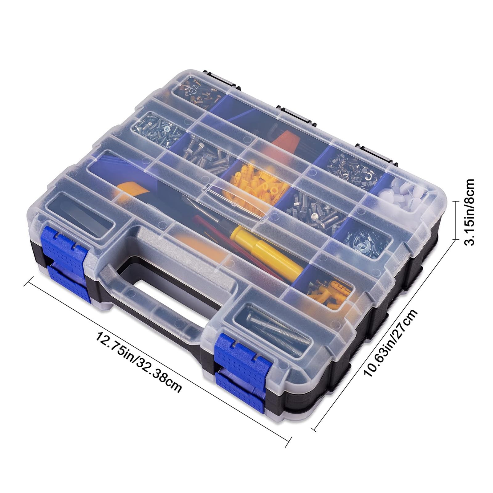 AIDY-PRO Small Parts Organizer Box Storage Case Tools 2 PACK, Blue