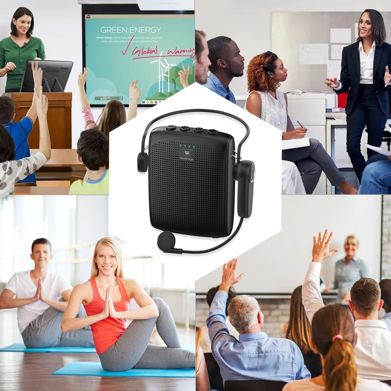 Voice Amplifier with Bluetooth, Portable Speaker and Microphone Set, Wireless...