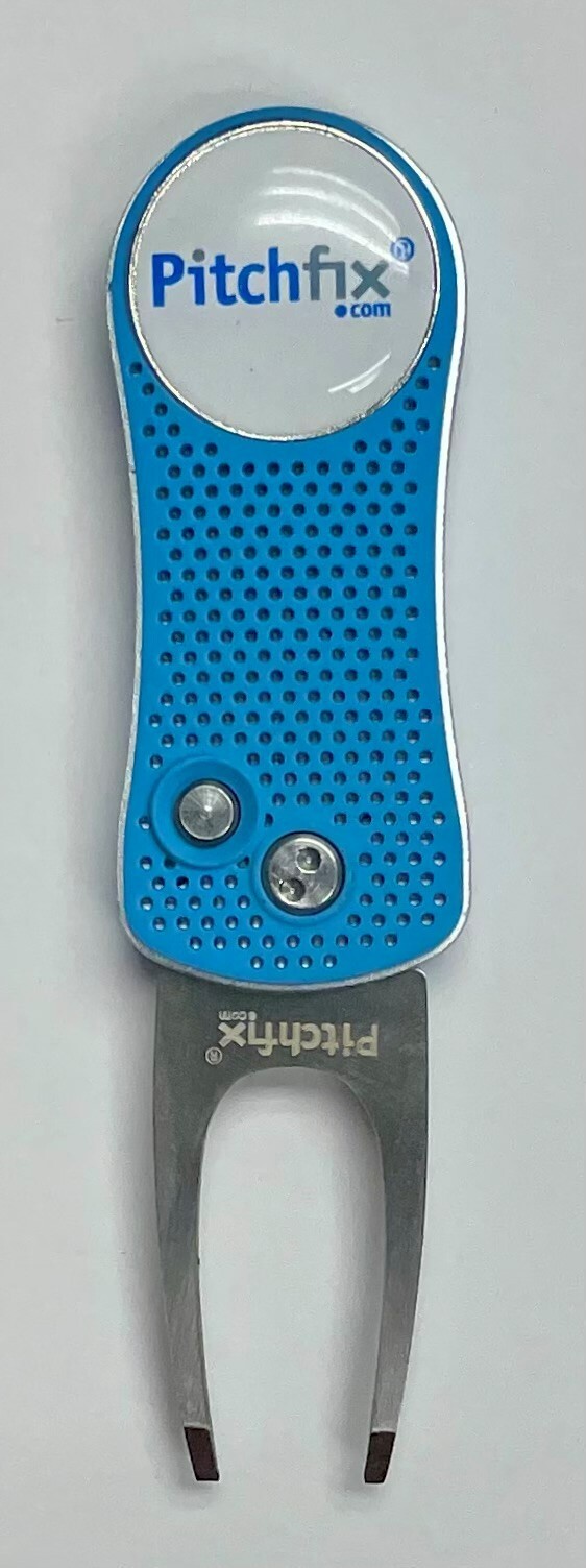 Pitchfix Divot Tool, LtBlue/Silver, with Ball Marker,  FREE Extra Marker !