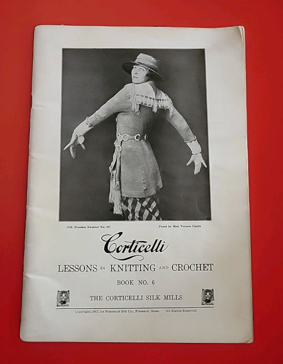 Vtg 1917 Corticelli Knitting & Crochet Lesson & FASHION Illus Deco Book No. 6