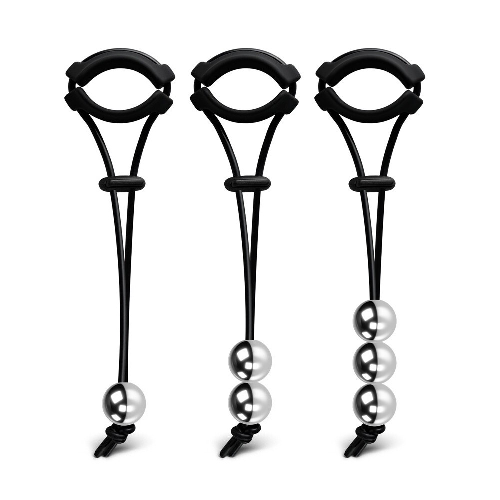 Set of 3 | 1 inch Metal Ball Penis Weight Hanger Silicone Strap & Quick Release