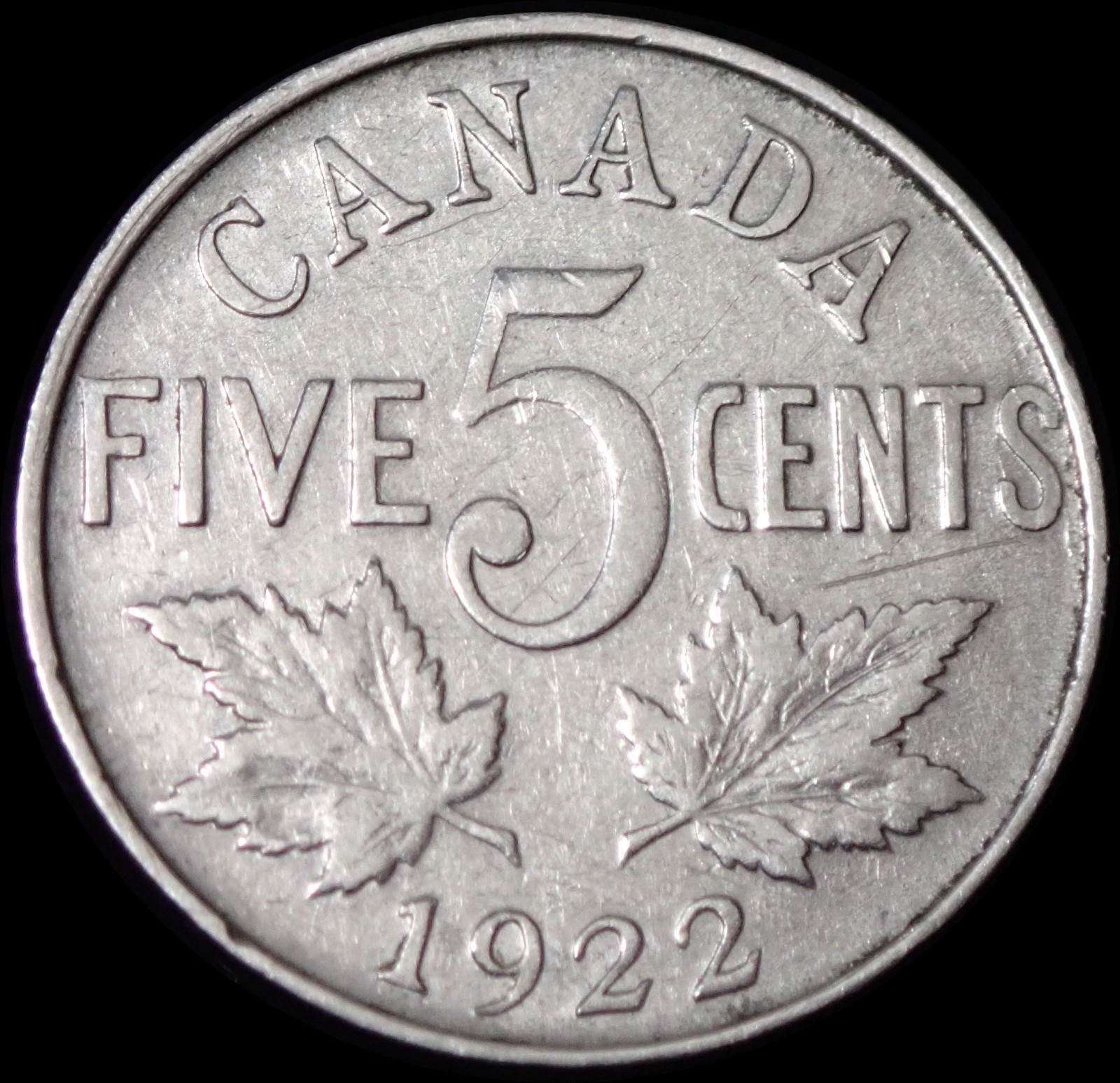 Canada 5 Cents 1922 George V Nickel Coin WCA B970