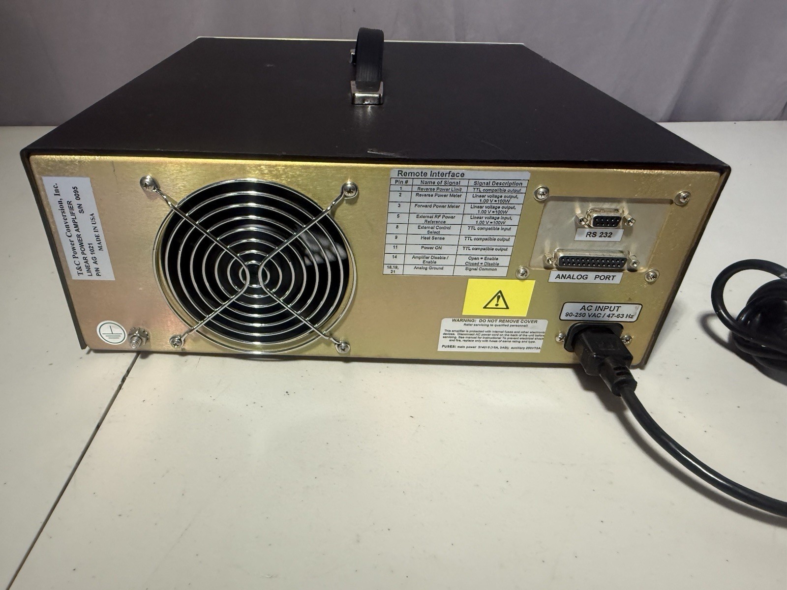 T&C power conversion AG1021 AG series amplifier LF amplifier/generator