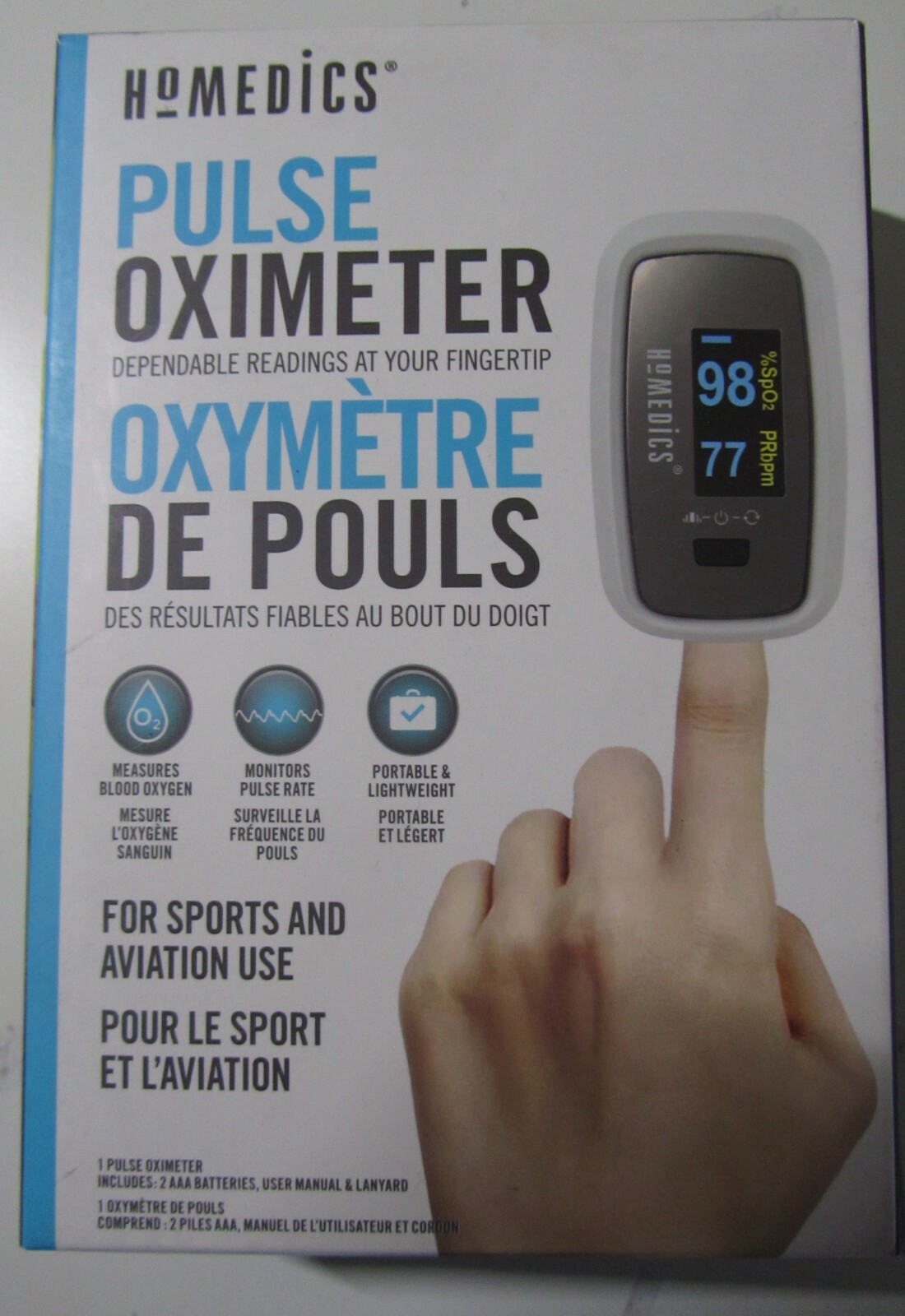 HOMEDICS PULSE OXIMETER FINGERTIP READINGS FOR SPORTS/AVIATION USE NEW!!!