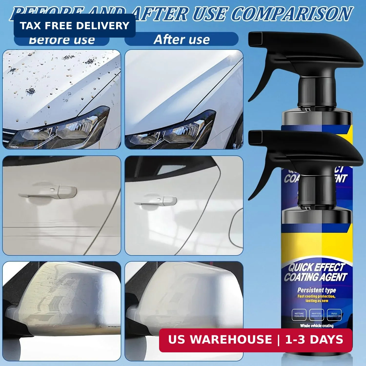 2Pcs Car Nano Coating Spray,Quick Effect Coating Agent for Car, Upgrade Advan...