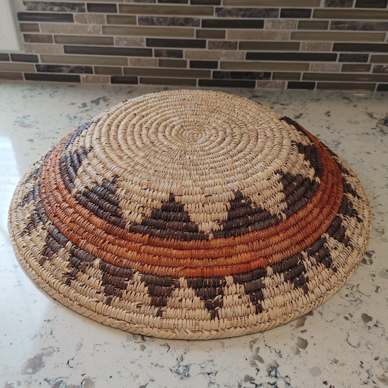 Hand Woven Basket Bowl Star Pattern 16"