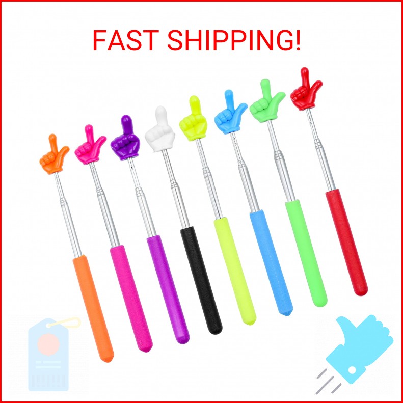 8Pcs Telescopic Teachers Pointer, Mini Pointer Finger Stick for Classroom, Retra