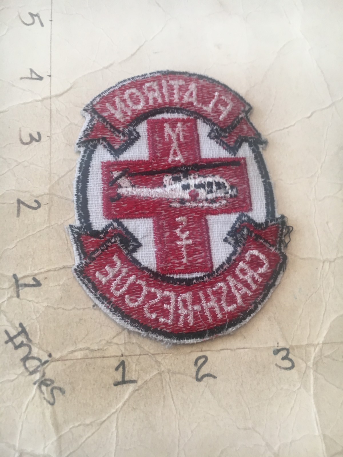 vintage US Army FLATIRON Crash Rescue MAST c/e Patch 8/19/25