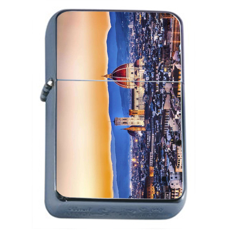 Florence Italy D1 Flip Top Oil Lighter Wind Resistant
