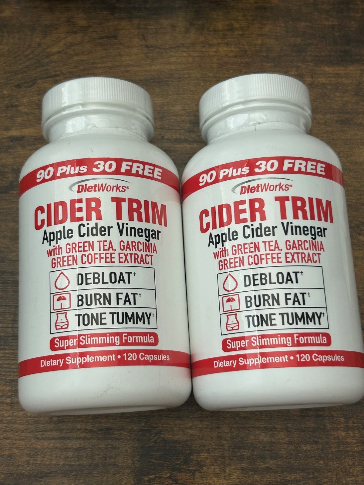 Diet Works Cider Trim, Apple Cider Vinegar, 120 Capsules EXP 06/27+ 2 Pack