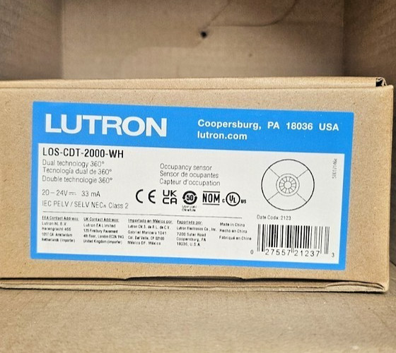 Lutron LOS-CDT-2000-WH Sensor Dual Tech Self Adaptive - NIB  - SHIPS SAME DAY