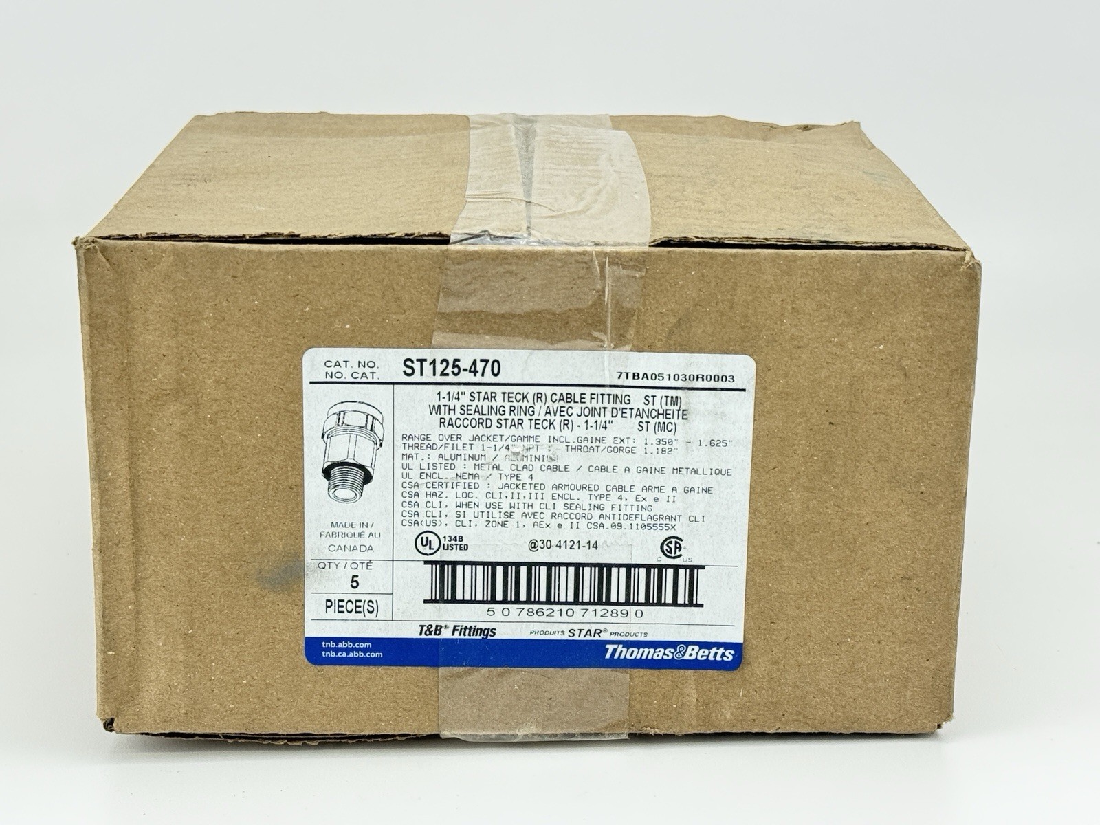 5x - Thomas And Betts ST125-470 Teck Connectors, 1-1/4" Thread