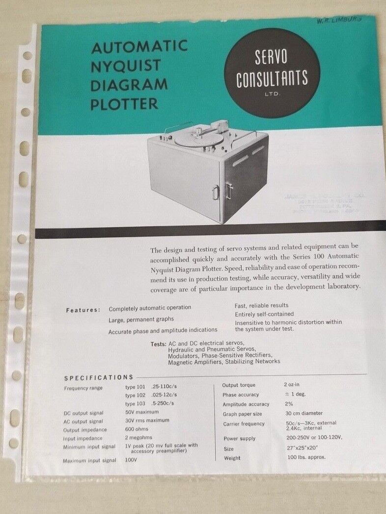 1950s ~ Automatic Nyquist Diagram Plotter ~British Industries Corp~ Booklet Data