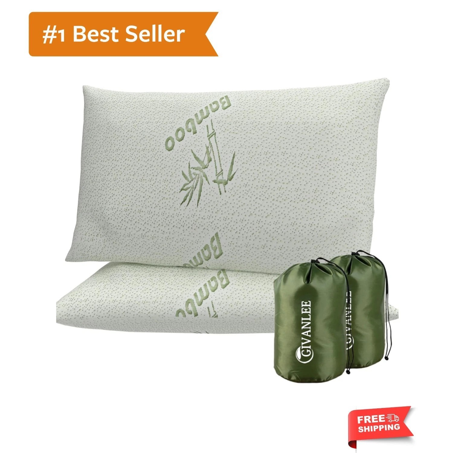 Portable Camping Pillows - Soft Memory Foam with Washable Covers (2 Pack)