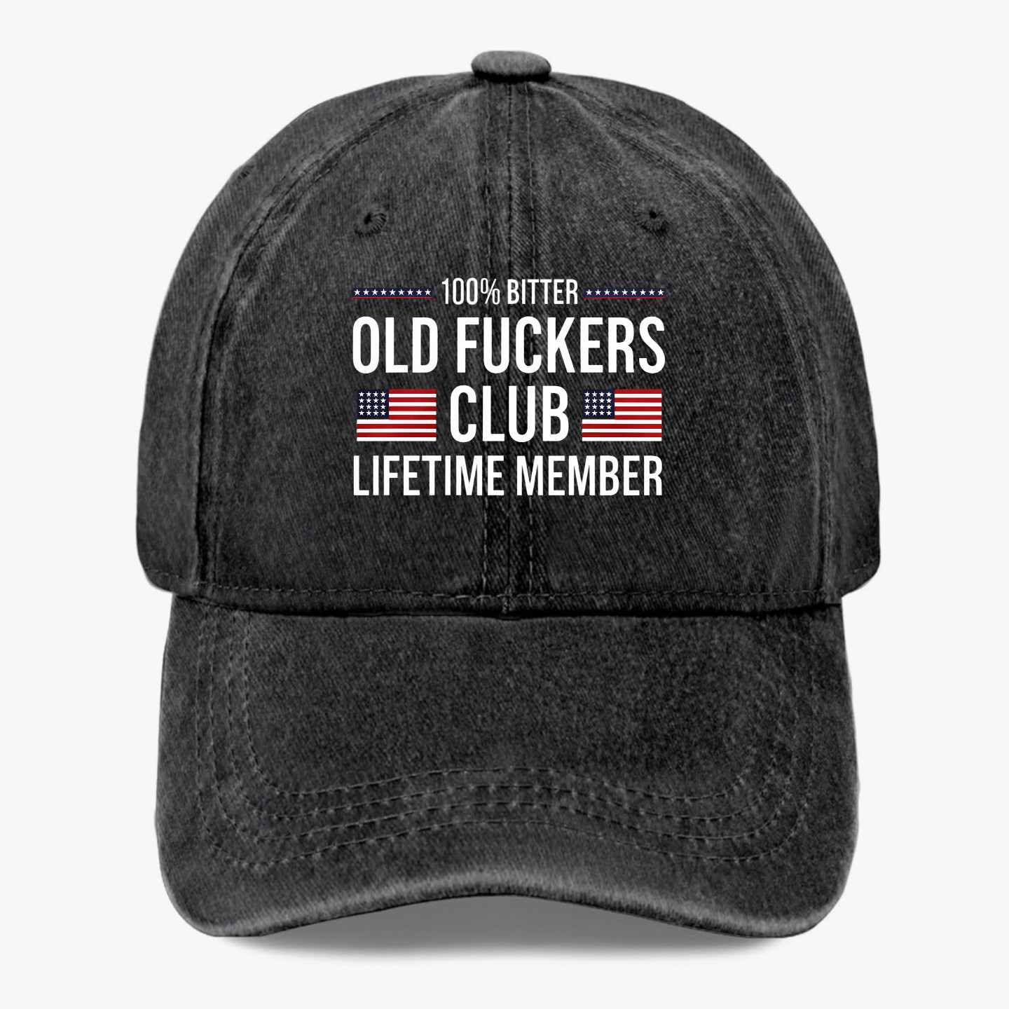 Old F*ckers Club Hat Lifetime Member Funny Bitter Humor USA Flag Cap Unisex