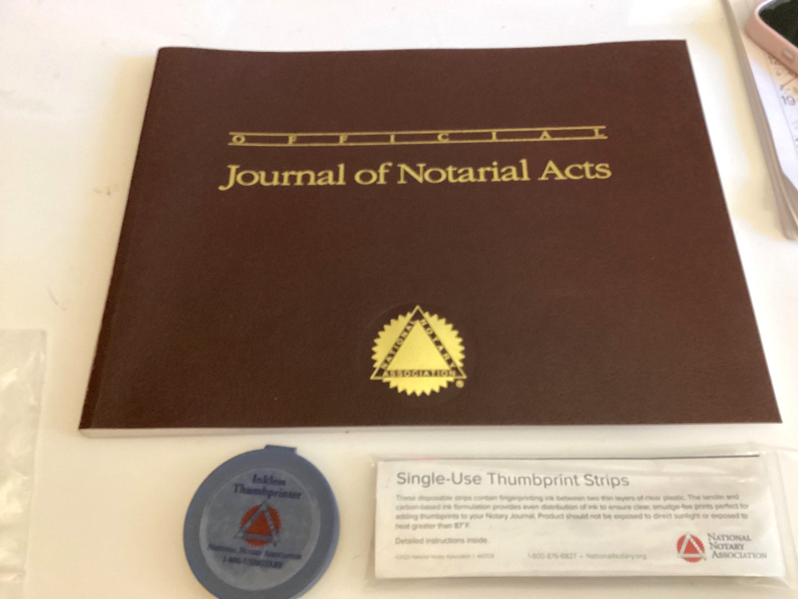 Journal of Notarial Acts, Inkless Thumprint, Single Use Ink Strips NNA NEW
