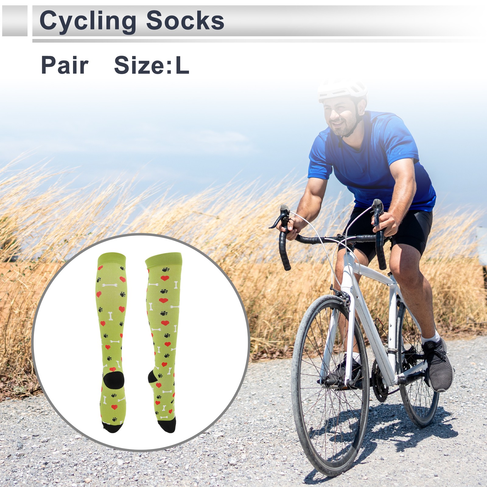 Cycling Socks Breathable Size L High-cut Cycling Socks Nylon Black Green