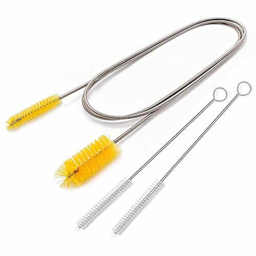 Flexible Drain Brush,Nylon Cleaner Double Hose Pipe 67"& 2 PC 8.2"Cleaning Brush
