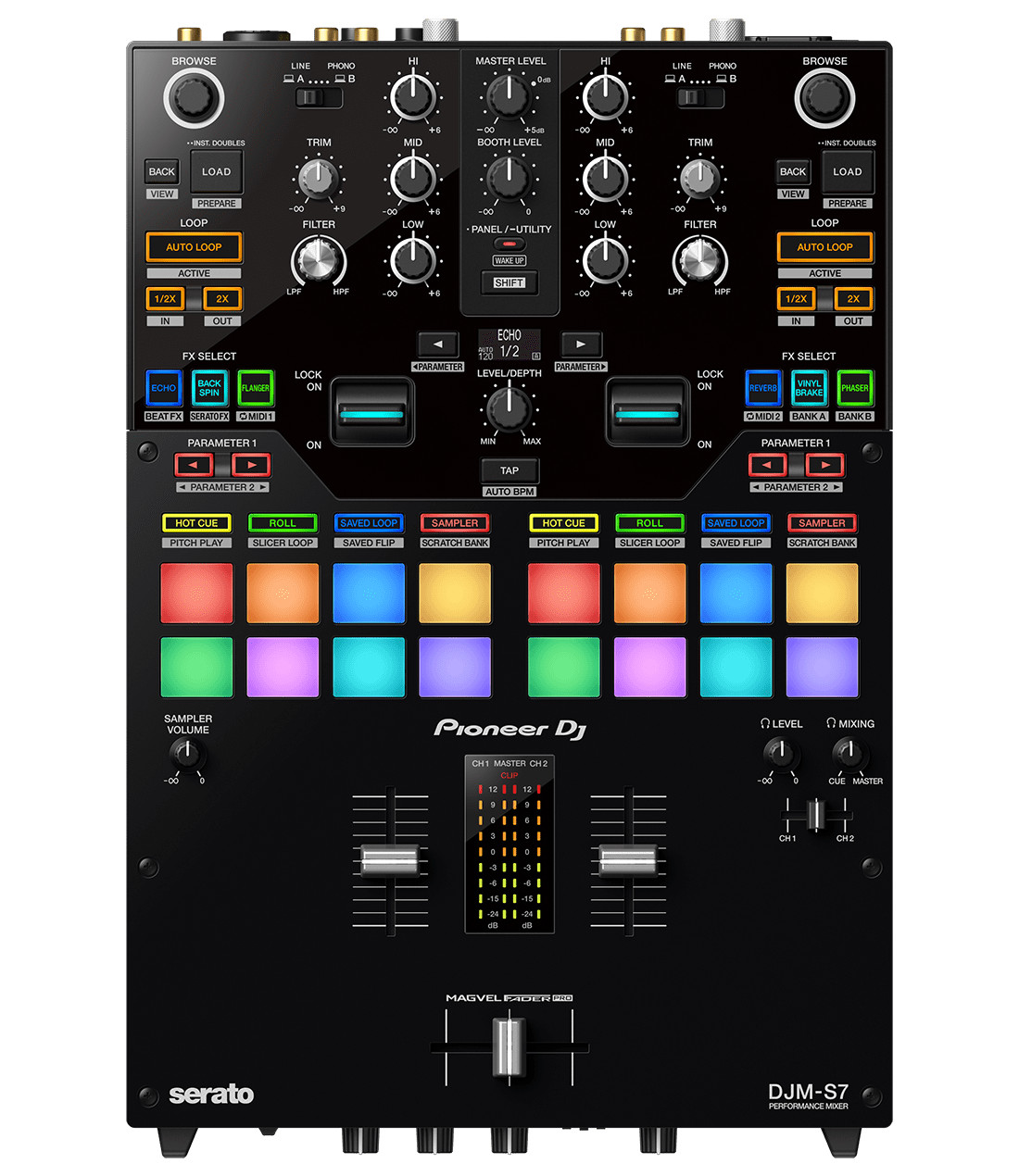 Pioneer DJ DJM-S7 2 channel DJ Mixer  USB Interfaces 16 Pads open box ARMENS