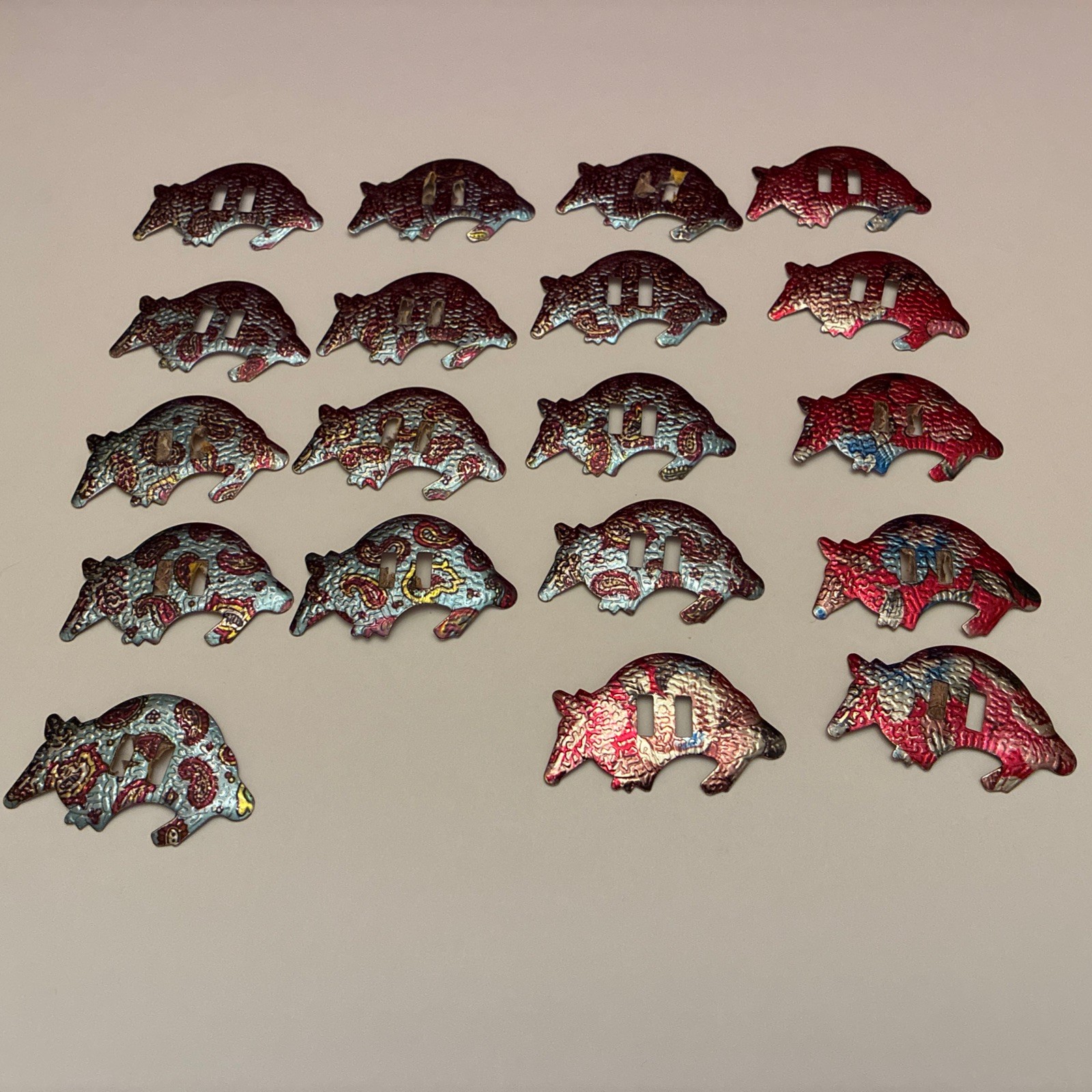 Conchos Accessories 19 Multi Color Armadillos 2.13” X 1.25” Two Half Inch Slots
