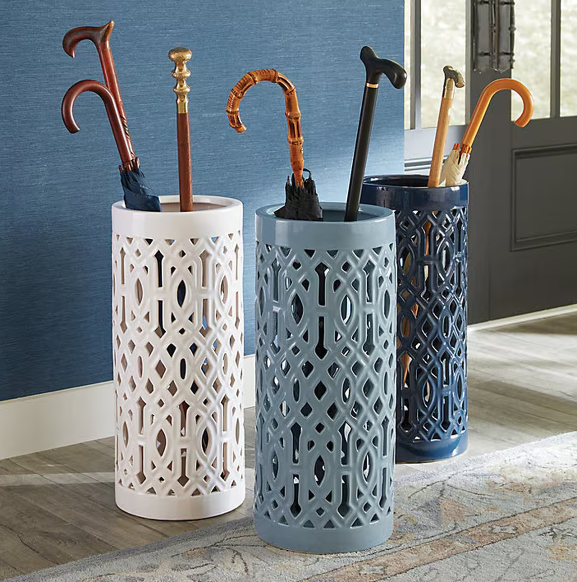 Ballard Designs Vine Umbrella Holder - Cornflower