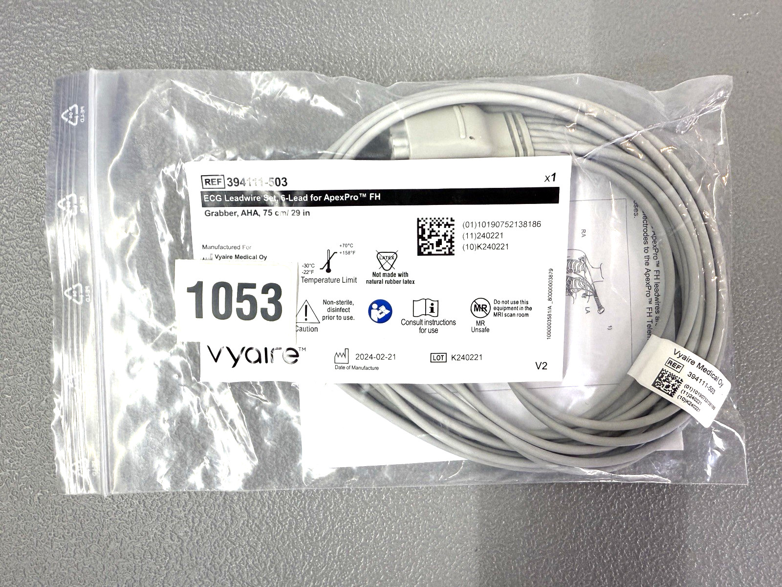 Vyaire ECG Leadwire Set 6-Lead for ApexPro FH NEW (1053B)