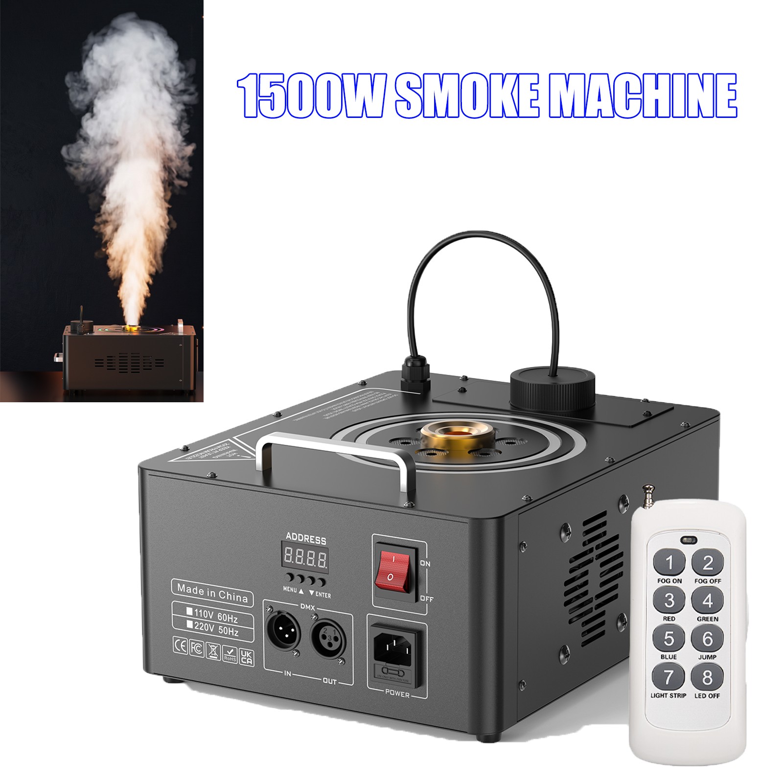 1500W RGB LED  Machine Smoke Machine DMX512 7CH Remote for Stage DJ Party