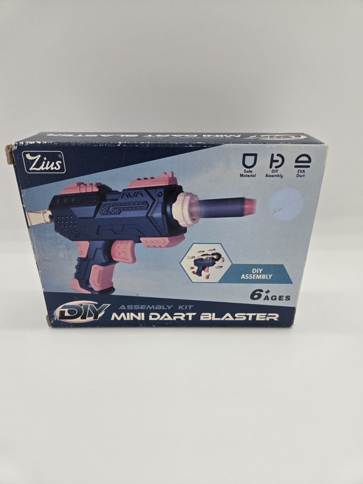 ZIUS DIY Mini Dart Blaster Diy 6+ Kids , NEW SEALED Assembly Toy Blue and Orange