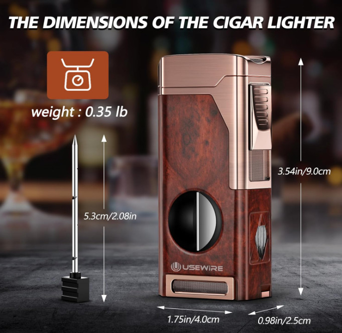 Multifunctional Cigar Lighter with Cutter, Holder, Punch, and Draw Enhancer