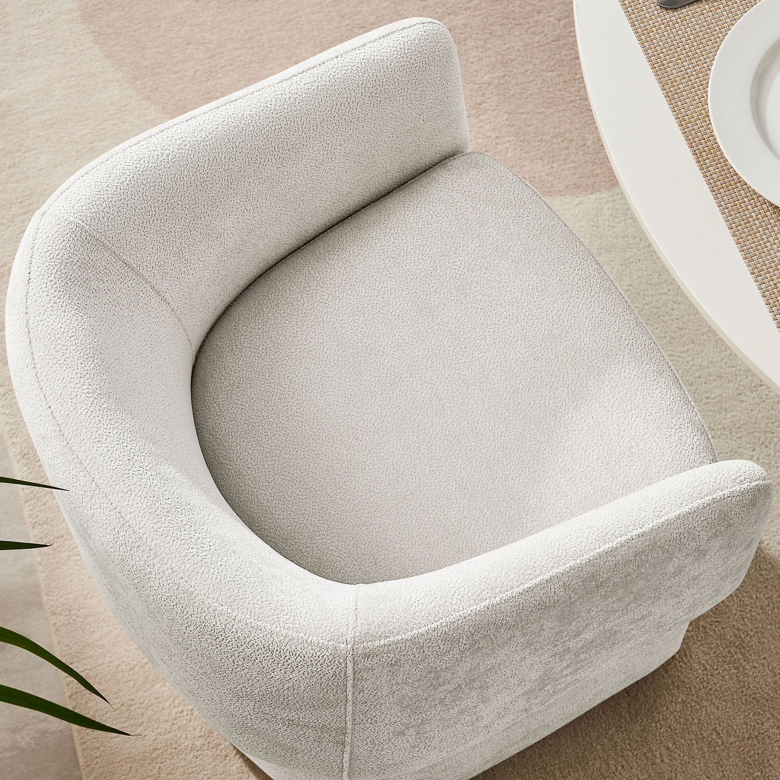 Verity Chenille Dining Armchair in Ivory