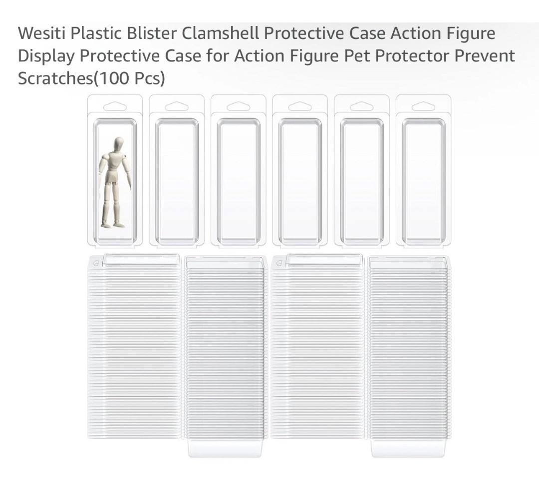 100 Pack Plastic Blister Clamshell Protective Cases Action Figure Display
