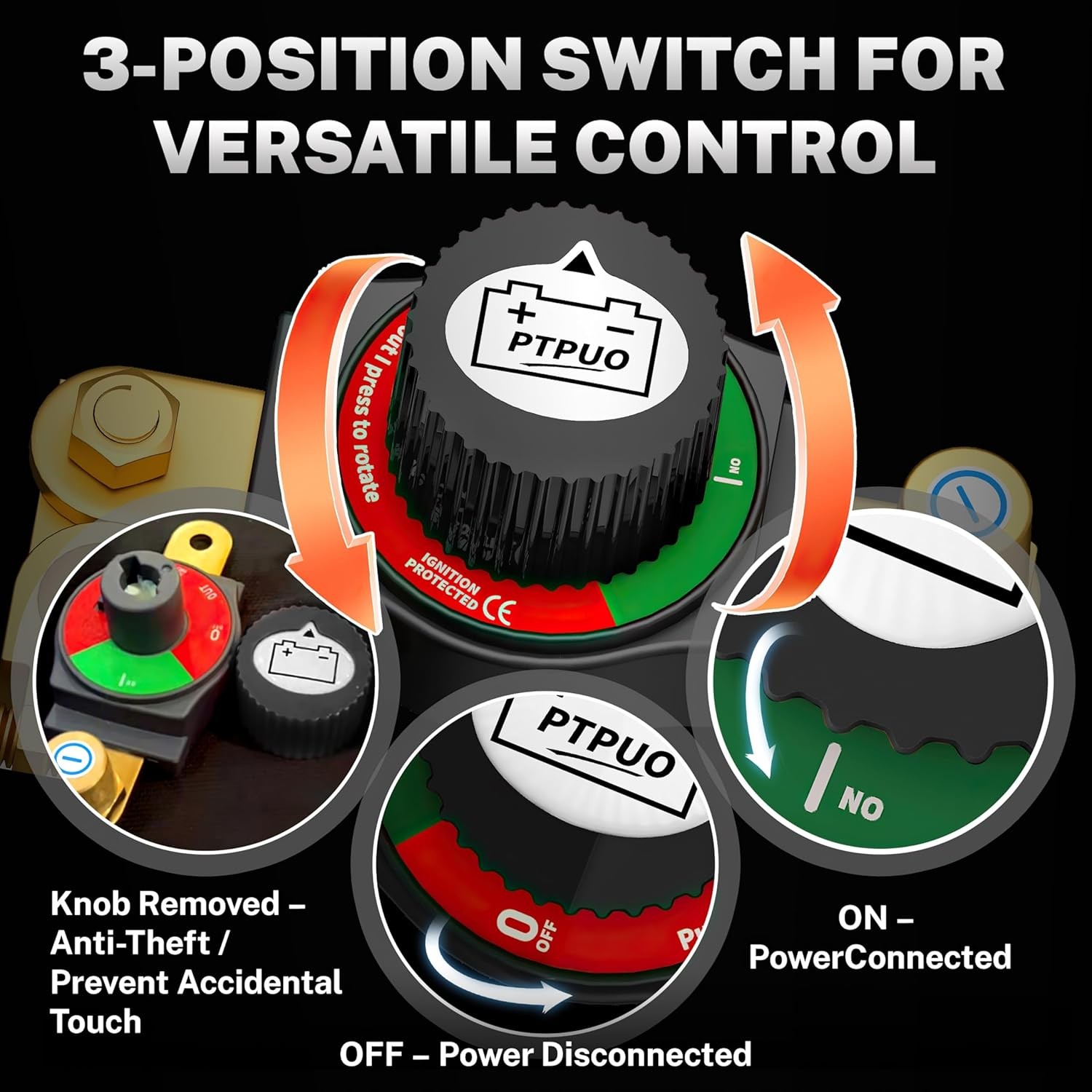 PTPUO Top Post Battery Disconnect Switch, Car Switch,...