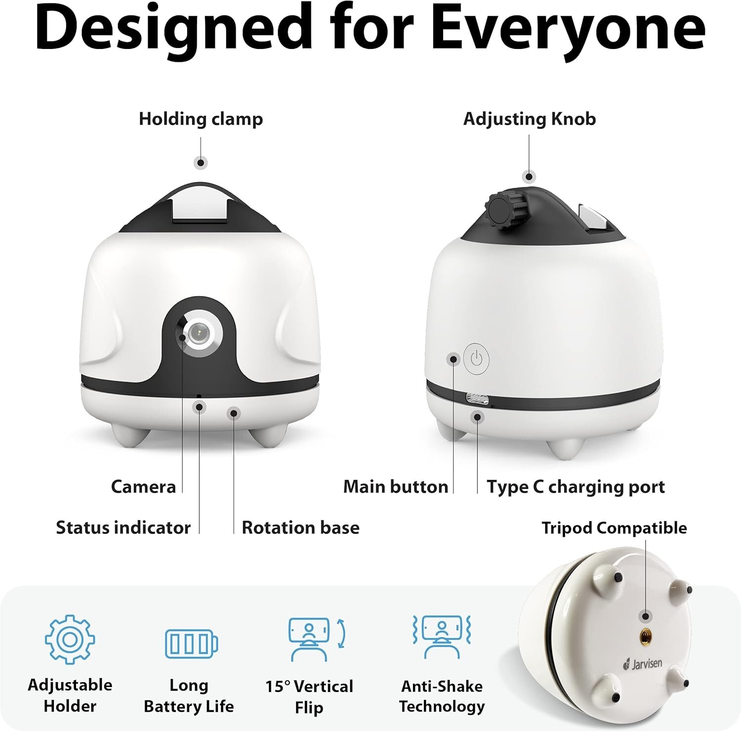 Auto Face Tracking Tripod Holder 360° Rotation Face Body Phone Camera Mounted