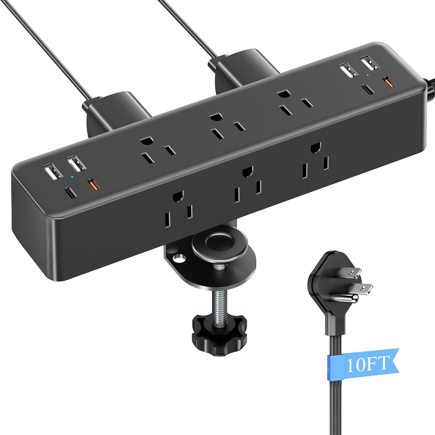 17-In-1 Desk Clamp Power Strip with 40W Fast Charging Station,  10Ft Flat Plu...