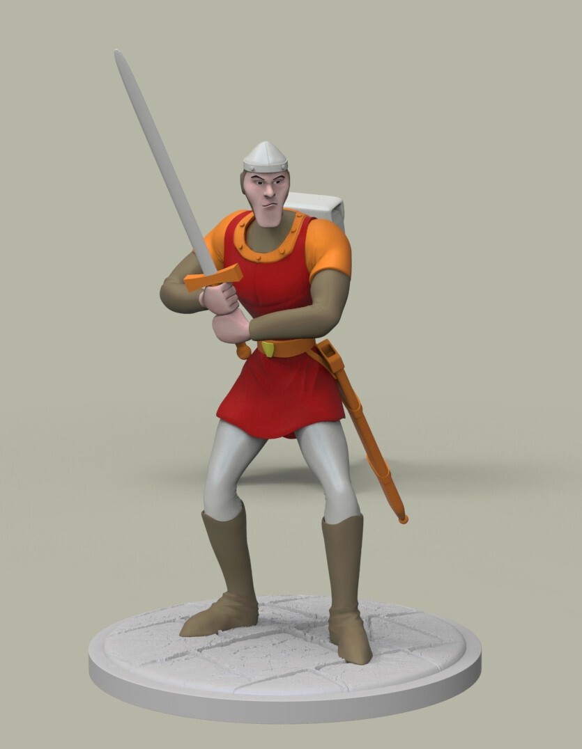 UNPAINTED Dragons Lair Dirk the Daring 3D Printed Model Kit 9" Tall (BC)