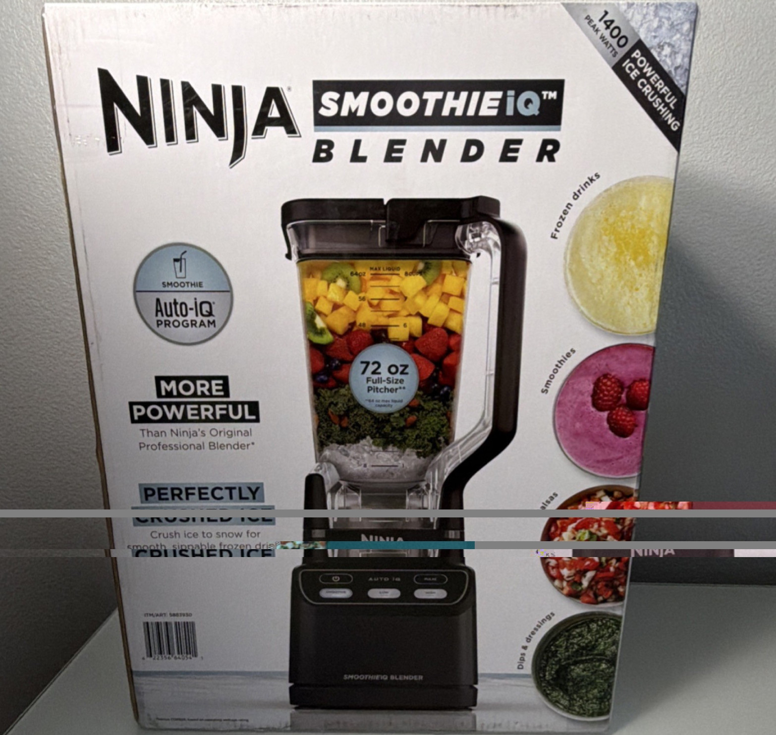 Ninja SmoothieIQ Blender 72 oz 1400W Auto-iQ Ice Crusher Black CO750B